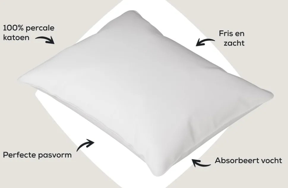 Dixxius Kussenslopen Excellent Percale Katoen White (set van 2)